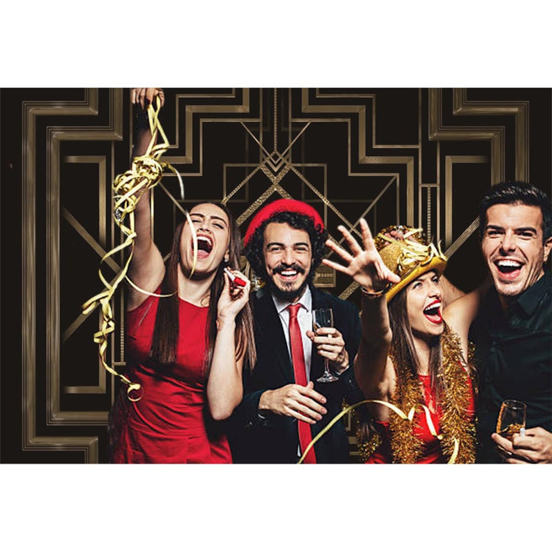 Baocicco 12x10ft Theme Backdrops for Photography Black and Golden Retro Texture Background Luxury Party Crazy Carnival Happy Birthday Party Portrait Booth Photo Studio Video Shooting Prop - Image 3